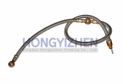 TY295.15.4 Fuel Pipe from Filter to Fuel Pump (with valve) TY295, Total Length - 950; Center Distance - 345; Hole Diameter - 12.3; Valve Thread - M12 jiangdong